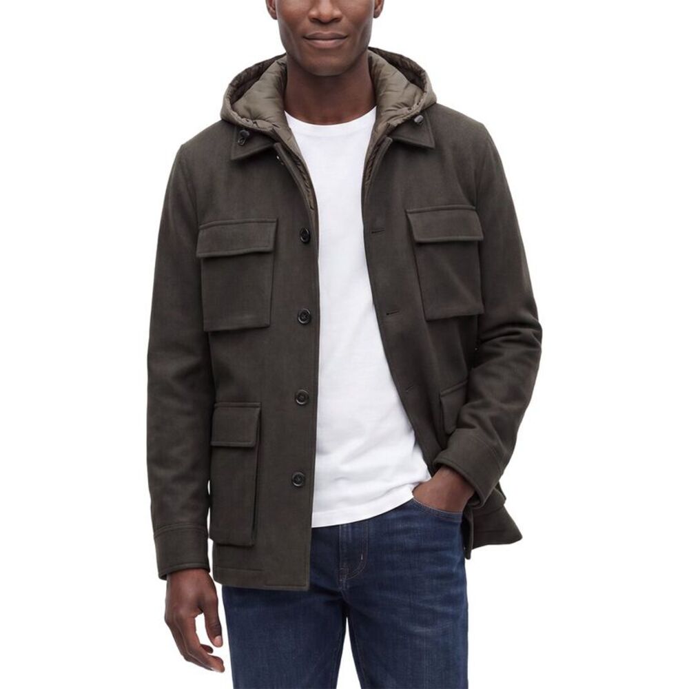 Corneliani Mens Cc Collection Wool-Blend Utility Jacket, Green